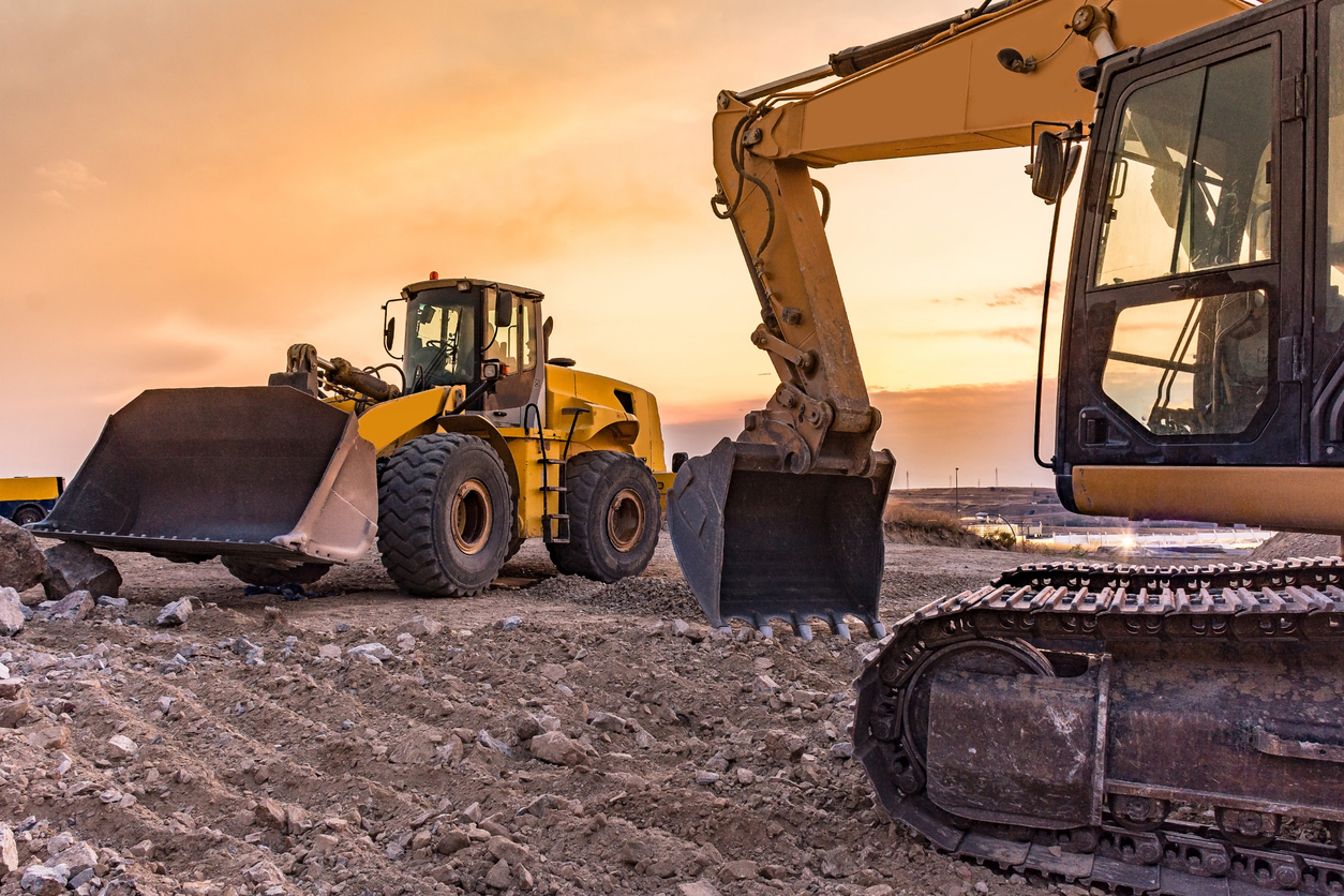 Excavator in a construction site