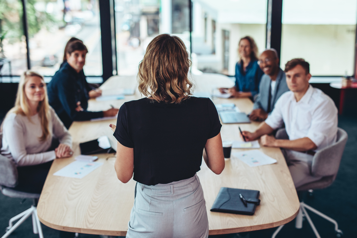 Businesswoman addressing a meeting in office