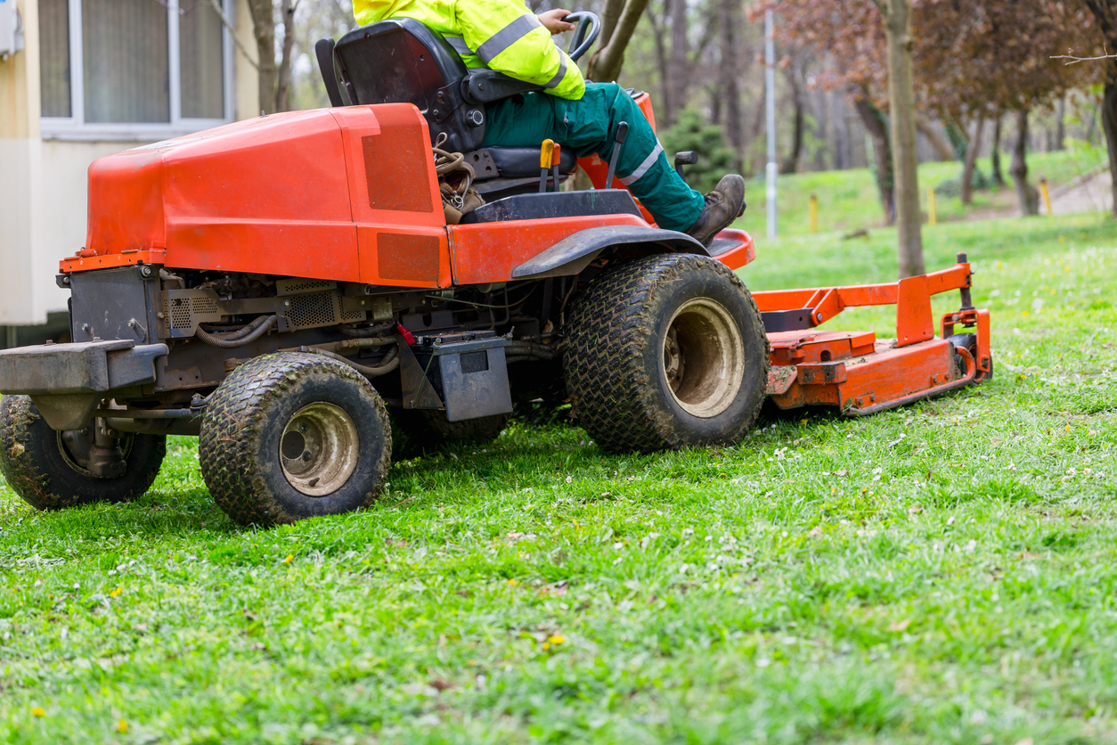 Lawn maintenance with a professional mower