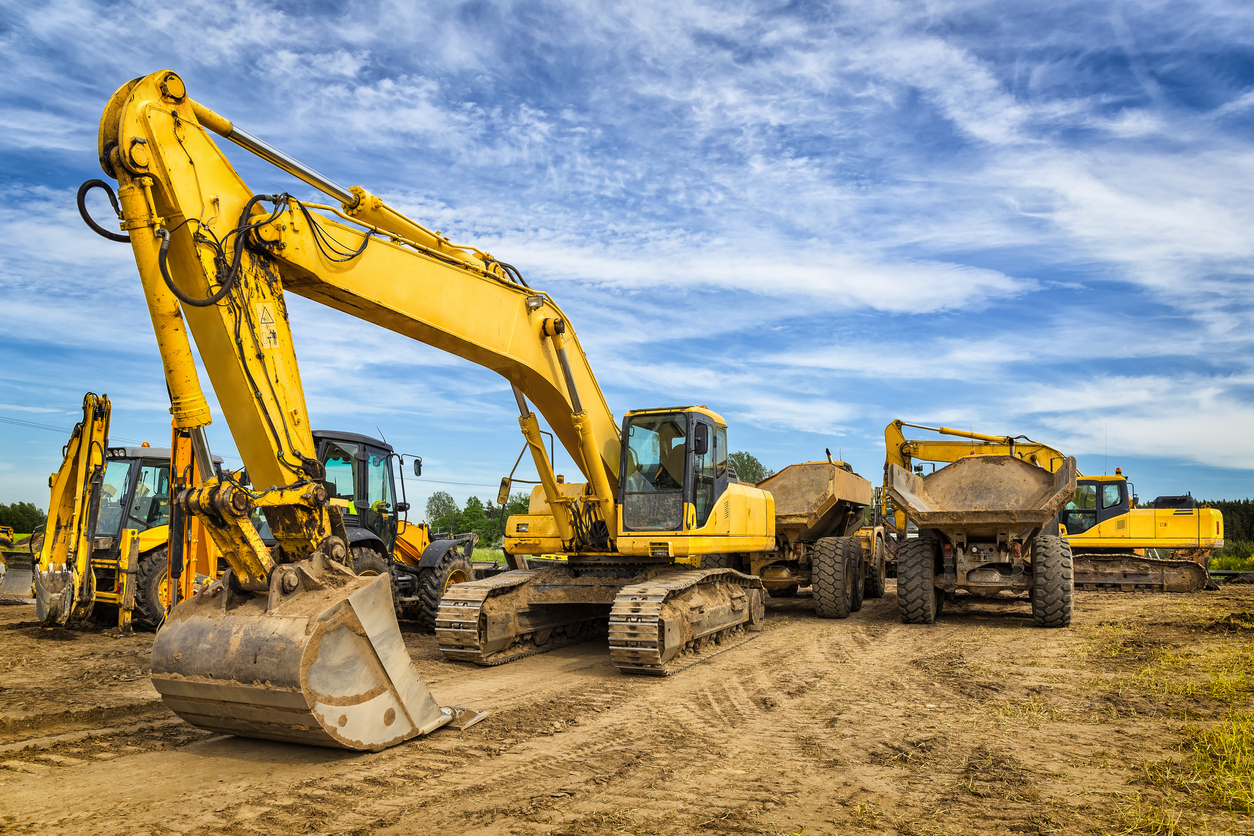 Road construction machinery on the construction of highway